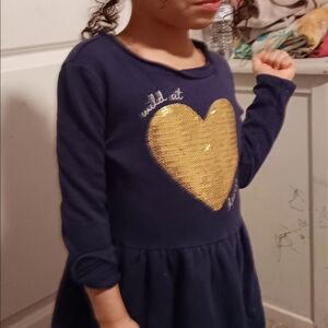 Navy Blue Dress with Gold Heart